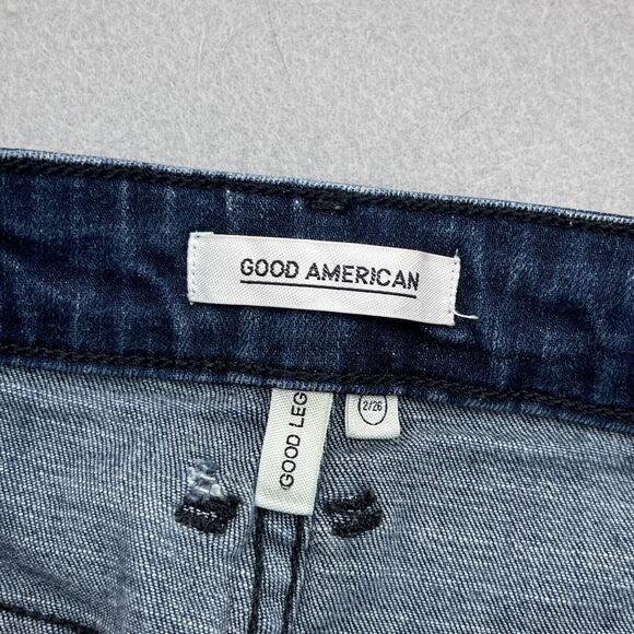Good American Jeans Dark Wash Women Size 2/26 Mid Rise Good Legs Dual Color Blue - Picture 7 of 11